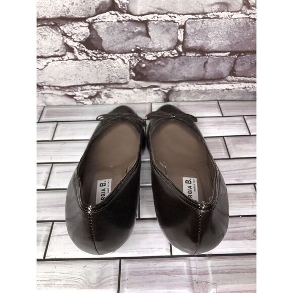 GIORGIA B. Brown Leather Patent Bow Designer Pumps Heels Women’s Sz 38EU/7.5M US - Picture 8 of 16